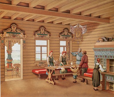 الداخلية المثالية للإيزبا الروسي ، c.1880 (نقش الألوان) بواسطة المدرسة الفرنسية