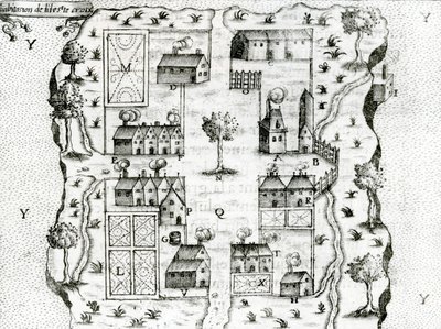 Ile Ste. كروا ، أول مستوطنة فرنسية في أكاديا ، 1604 ، من رحلات صموئيل دي شامبلين (c.1580-1635) ، 1613 بواسطة المدرسة الفرنسية