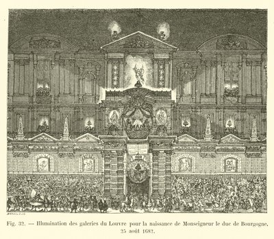 إضاءة صالات العرض في متحف اللوفر من أجل ولادة Monseigneur دوق بورغندي ، 25 أغسطس 1682 بواسطة المدرسة الفرنسية