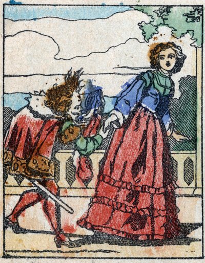 رسم توضيحي لـ "" Riquet a la houppe "، حكاية تشارلز بيرولت (1628-1703) ، الكاتب الفرنسي. نقش الخشب للتصوير Pellerin - إبينال ، sd. أواخر القرن التاسع عشر. بواسطة المدرسة الفرنسية