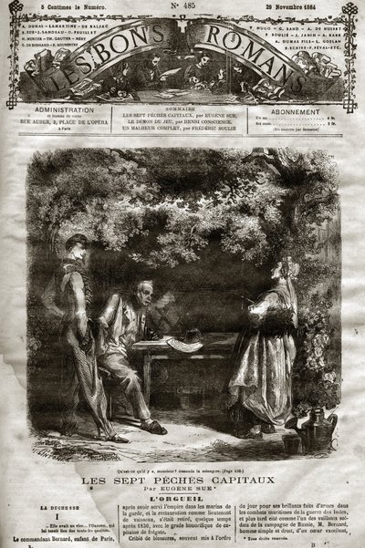 ظهر الرسم التوضيحي لرواية يوجين سو "العواصم السبعة" في "The Bons Romans" في 29/11/1864 بواسطة المدرسة الفرنسية