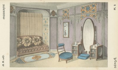 رسم توضيحي من كتالوج منتجات التصميم الداخلي من AR & Cie ، فرنسا بواسطة المدرسة الفرنسية