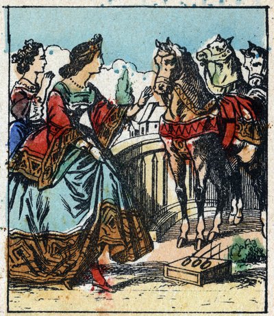 رسم توضيحي لحكاية تشارلز بيرولت "سندريلا أو النعال الزجاجي الصغير". نقش الخشب للتصوير Pellerin - إبينال ، sd. أواخر القرن التاسع عشر. بواسطة المدرسة الفرنسية