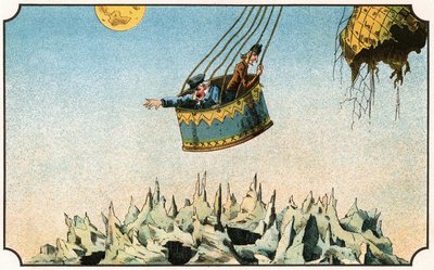 رسم توضيحي لكتاب "Voyage dans la lune avant 1900" من تأليف A. de Ville-d'Avray ، إصدار Ancienne Librairie Furne. (نقش) بواسطة المدرسة الفرنسية