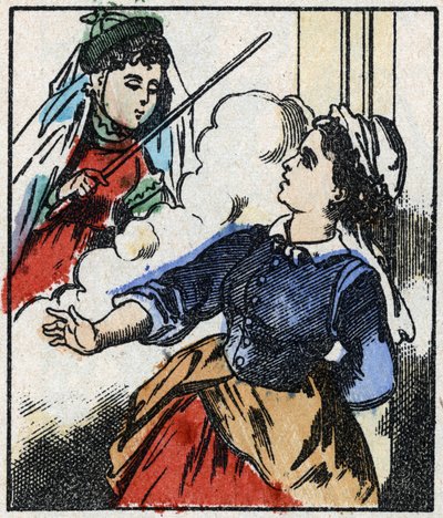 رسم توضيحي لقصة "" La Fee Bambinette "" نقش الخشب من Imaging Pellerin - Epinal، sd. أواخر القرن التاسع عشر. بواسطة المدرسة الفرنسية