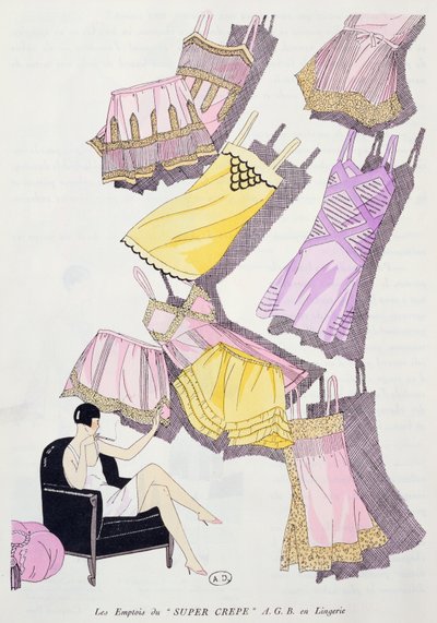 رسم توضيحي للملابس الداخلية من مجلة الأزياء Art ، Gout ، Beaute ، يوليو 1926 بواسطة المدرسة الفرنسية
