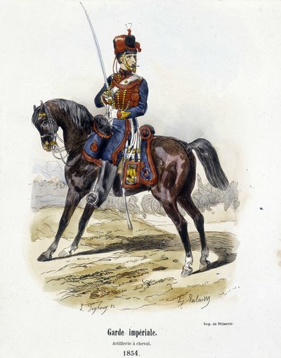الحرس الإمبراطوري: المدفعية على ظهور الخيل عام 1854 - في "Histoire de l'Armee" بقلم أ. باربييه بواسطة المدرسة الفرنسية