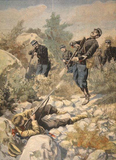 في كورسيكا: الشرطة والعصابات ، توضيح من Le Petit Journal: Supplement illustre ، 1898 بواسطة المدرسة الفرنسية
