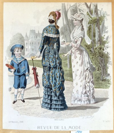 في حديقة ، من Revue de la Mode ، 1881 بواسطة المدرسة الفرنسية