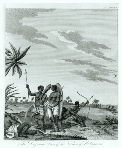سكان مدغشقر ، من المجلد 2 من مذكرات ورحلات للكونت بينوفسكي ، نُشر عام 1790 بواسطة المدرسة الفرنسية