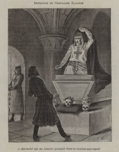 Initiation of a Knight Kadosch (engraving) بواسطة المدرسة الفرنسية