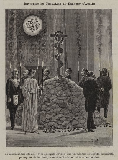 Initiation of a Knight of the Brazen Serpent (engraving) بواسطة المدرسة الفرنسية
