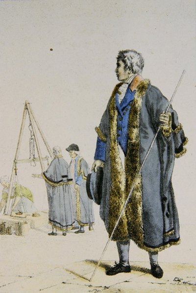 مفتش الأوزان والمقاييس في بولندا ، حوالي 1817 (نقش ملون) بواسطة المدرسة الفرنسية