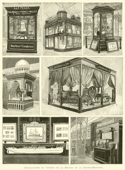 Installations et vitrines de la Section de la Grande-Bretagne (engraving) بواسطة المدرسة الفرنسية