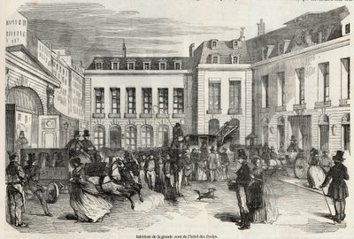 التصميم الداخلي للفناء الكبير لفندق Hotel des Postes في باريس - نقش في "Tableau-de-Paris" بواسطة Edmond Texier 1852 بواسطة المدرسة الفرنسية