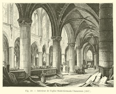 داخل كنيسة Saint-Germain lAuxerrois ، 1837 بواسطة المدرسة الفرنسية