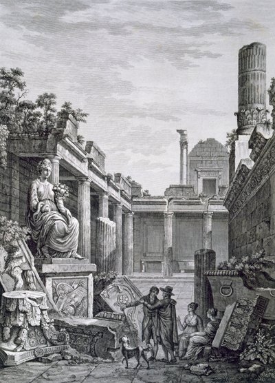 داخل الحمامات الرومانية ، نيم ، من Antiquités de la France: Vol I ، Monuments de Nimes بواسطة المدرسة الفرنسية
