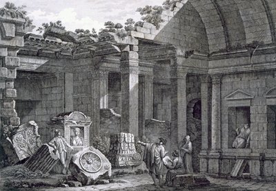 داخل معبد ديانا ، نيم ، من Antiquités de la France: Vol I ، Monuments de Nimes بواسطة المدرسة الفرنسية