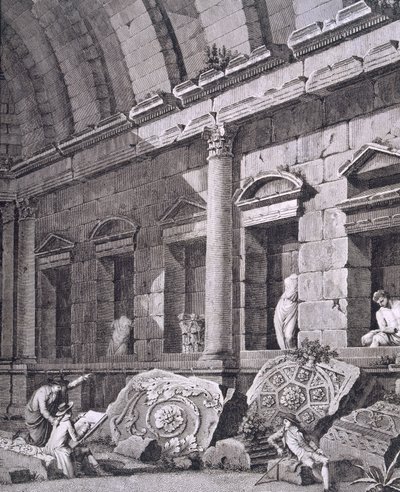داخل معبد ديانا ، نيم ، من Antiquités de la France: Vol I ، Monuments de Nimes بواسطة French School