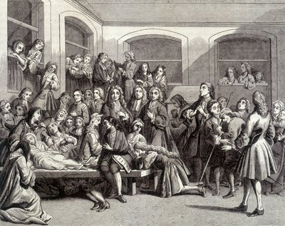 Jansenism: التشنجات في مقبرة Saint-Médard على قبر الشماس Parîs (1690 - 1727) حيث حدثت "المعجزات". طباعة القرن الثامن عشر. بواسطة المدرسة الفرنسية
