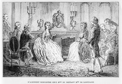 Jean le Rond dAlembert في صالون Mme du Deffant و Mlle de Lespinasse ، من Vies des Savants Illustres ، بقلم لويس فيغير بواسطة المدرسة الفرنسية