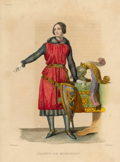 Jeanne de Montfort (coloured engraving) بواسطة المدرسة الفرنسية