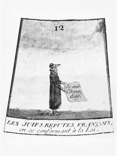 يهودي معترف به كمواطن فرنسي ، صورة من لعبة الثعابين والسلالم ، ج. 1790-92 (التفاصيل) بواسطة المدرسة الفرنسية