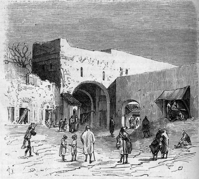 السكان اليهود في تطوان (تطوان) في المغرب: منظر داخلي للباريو اليهودي بواسطة المدرسة الفرنسية