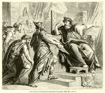 يقدم يوآب لداود عدد الشعب (نقش). بواسطة المدرسة الفرنسية