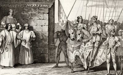 وصلت جان دارك (1412-31) إلى ريمس في عام 1429 لحضور تتويج تشارلز السابع (1403-61) من "هيستوار دي فرانس" بواسطة كولارت ، نُشر عام 1840 بواسطة المدرسة الفرنسية