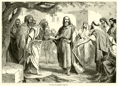 Job dans la prosperite (engraving) بواسطة المدرسة الفرنسية