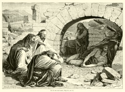 Job et ses trois amis (engraving) بواسطة المدرسة الفرنسية