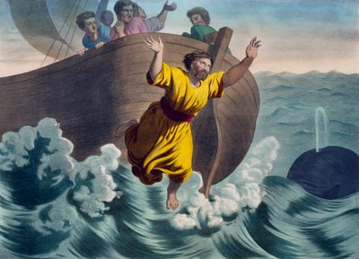 ألقى يونان في البحر ، التوضيح من التعليم المسيحي Listoire Sainte ، نشره تشارلز ديلاجراف ، باريس ، أواخر القرن التاسع عشر بواسطة المدرسة الفرنسية