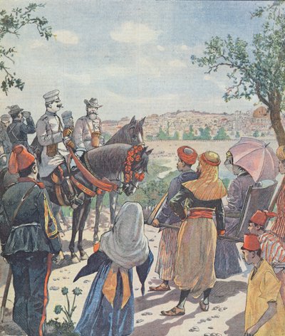 رحلة القيصر فيلهلم الثاني (1859-1941) إلى فلسطين. الوصول إلى القدس ، من صحيفة ، 2 نوفمبر 1898 بواسطة المدرسة الفرنسية