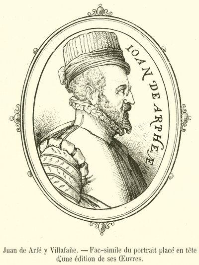 Juan de Arfe y Villafane ، نسخة طبق الأصل من الصورة الموضوعة على رأس طبعة من أعماله (نقش) بواسطة المدرسة الفرنسية
