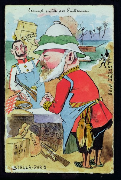 الملك إدوارد السابع (1841-1910) مخلوط بواسطة القيصر فيلهلم الثاني (1859-1941) من Les Guepes ، c.1890 (قلم وحبر ومرحاض على ورق) بواسطة المدرسة الفرنسية