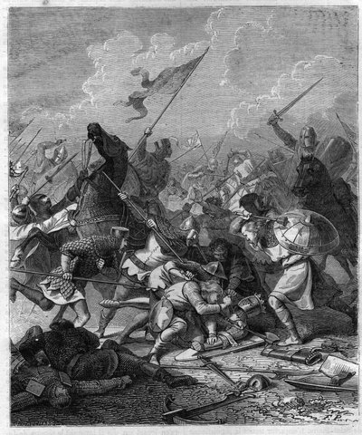 قال الملك أوثون الأول ملك جرمانيا العظيم (912-973) فوجئ بالمتمردين في روما. نقش في "Histoire des Papes-Rois-Queen و Empereurs a travers les years" بقلم موريس لاشاتر بواسطة المدرسة الفرنسية