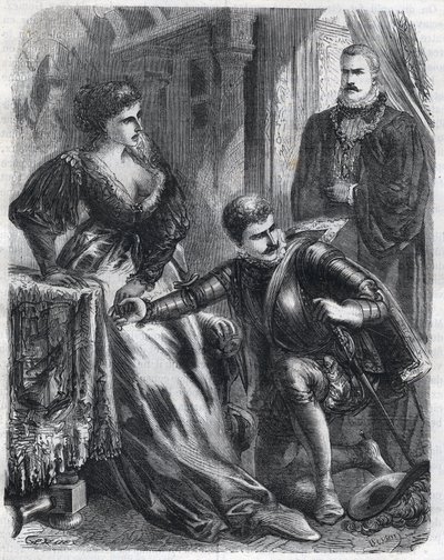 الملك فيليب الثاني (1527-1598) يفاجئ ابنه ، الأمير دون كارلوس (1545-1568) ، في محاولة لانتهاك حماته (زوجة الأب) ، الملكة إليزابيث (1545-1568) (إليزابيث من فرنسا أو إيزابيل من فالوا) ، 17 يناير بواسطة المدرسة الفرنسية