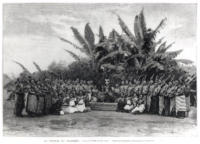 الملك توفا (حكم 1874-1908) ومحكمته ، داهومي ، 1892 بواسطة المدرسة الفرنسية