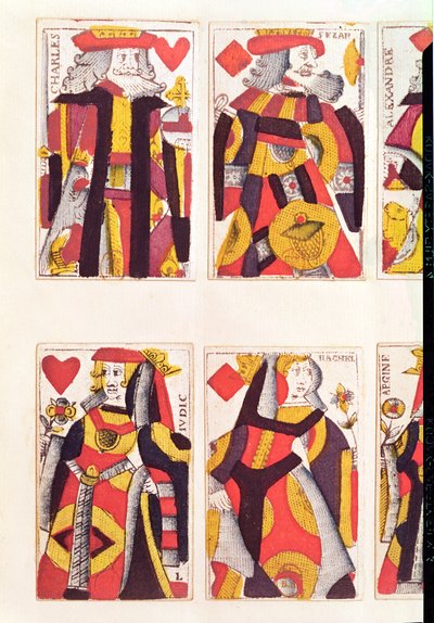 ورق اللعب King and Queen (نقش الخشب الملون) بواسطة المدرسة الفرنسية