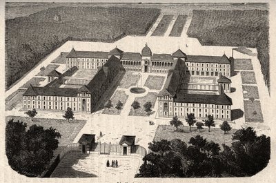 Asylum Imperial du Vesinet (مستشفى Vesinet الحالي) في إيفلين - نقش في "" PATILE "- الوصف البصري لفرنسا في 6 مجلدات بواسطة LUCIEN HUARD - نهاية القرن التاسع عشر بواسطة المدرسة الفرنسية
