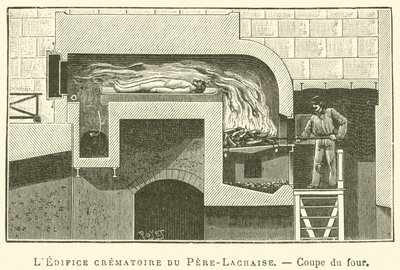 مبنى محارق الجثث في Pere-Lachaise ، قسم الفرن (نقش) بواسطة المدرسة الفرنسية
