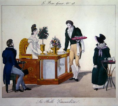 "La Belle Limonadiere" ، رسم توضيحي من "Le Bon Genre" بواسطة المدرسة الفرنسية