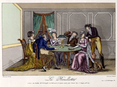 La Bouillotte ، حوالي 1810 (نقش ملون يدويًا) بواسطة المدرسة الفرنسية