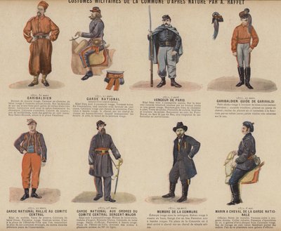 La Commune de Paris ، أزياء عسكرية De La Commune من A Raffet (لون ليثو) بواسطة المدرسة الفرنسية