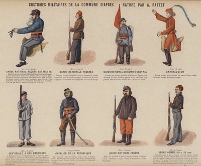 La Commune de Paris ، أزياء عسكرية De La Commune من A Raffet (لون ليثو) بواسطة المدرسة الفرنسية