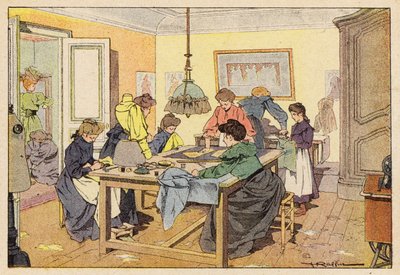 La Couturiere ، The Couturier (لون ليثو) بواسطة المدرسة الفرنسية