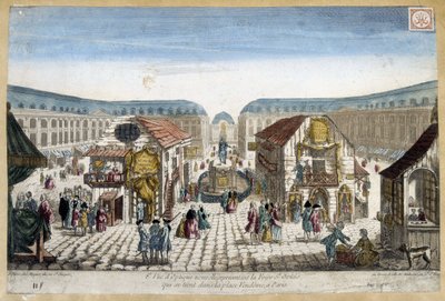 La Foire St Ovide ، ضع Vendome في باريس - نقش بواسطة المدرسة الفرنسية