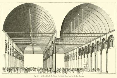 La GrandSalle du Palais ، فاكس من نقش بواسطة Du Cerceau بواسطة المدرسة الفرنسية