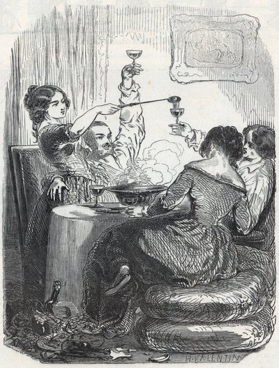 يقع مطعم La Maison Doree في 20 ، Boulevard des Italians في الدائرة التاسعة من باريس - نقش في "Tableau-de-Paris" بواسطة Edmond Texier 1852 بواسطة المدرسة الفرنسية
